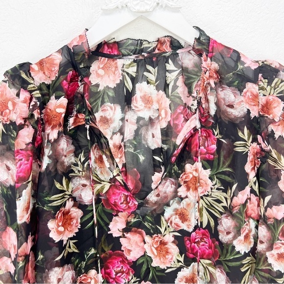 CAMI NYC Sandy Blouse In Sugar Plum In Purple Floral Long Sleeve Silk Small S - Picture 4 of 7